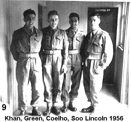 Khan, Green, Coelho and Soo in 3 Training regiment royal Signals Sobraon Barracks Lincoln in 1957 