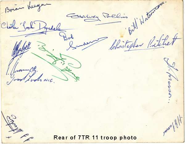 Signatures on rear of troop photo