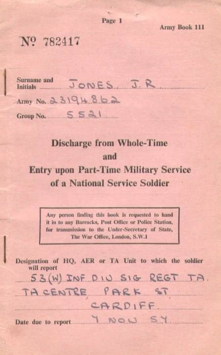 Royal Signals discharge papers