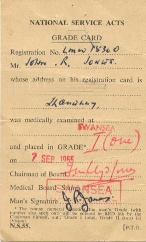 Royal Signals medical grade card